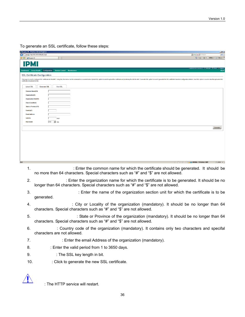 2 generate ssl, Generate ssl | Lanner IPMI User Manual | Page 38 / 56