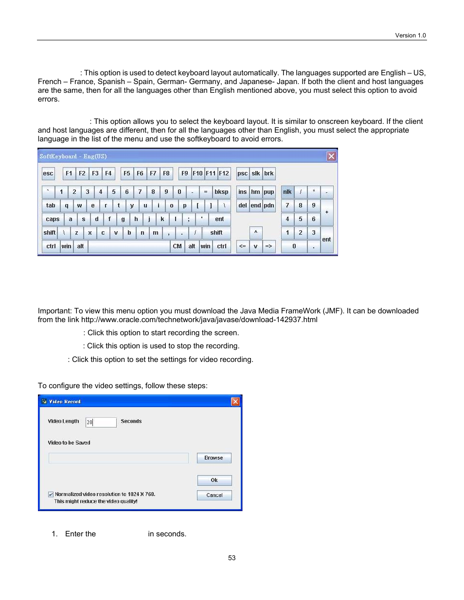 1 video record, Eyboard, Ayout | Video record | Lanner IPMI User Manual | Page 55 / 56