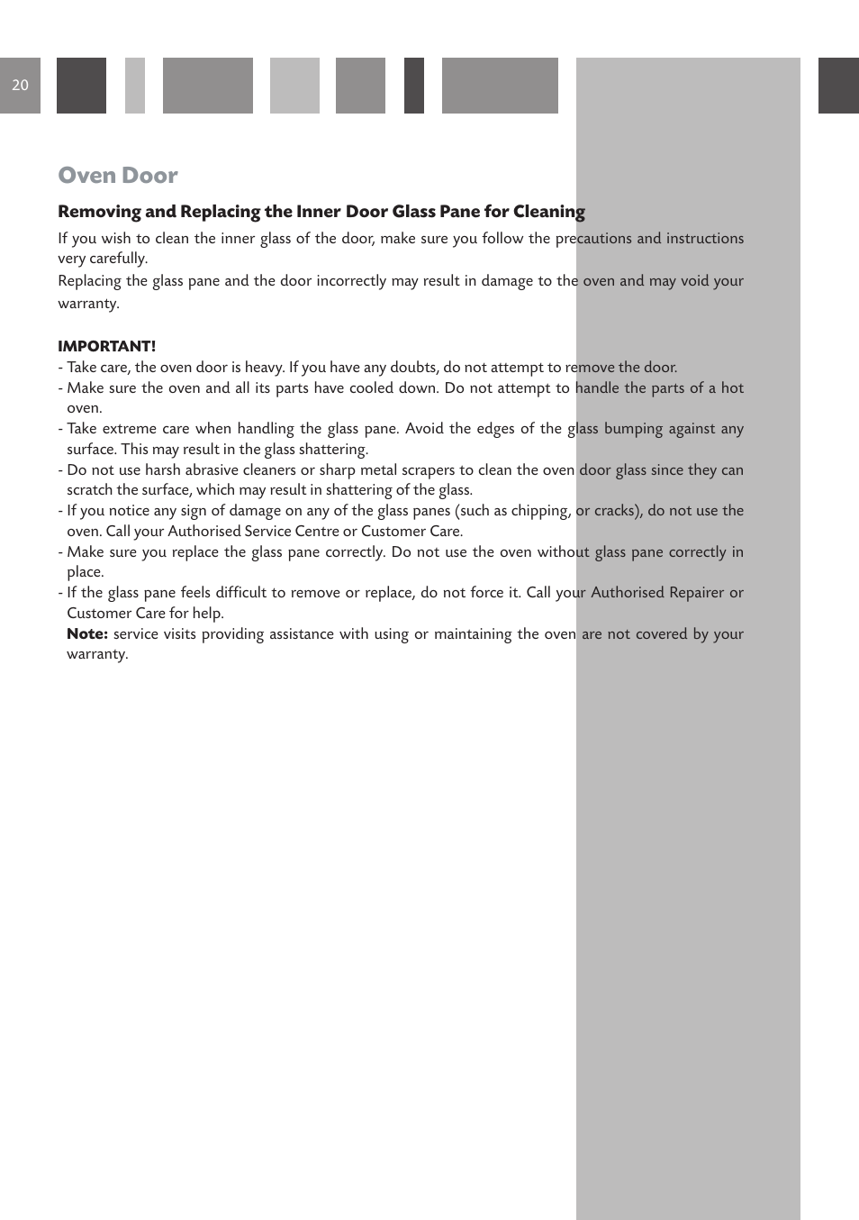 Oven door | CDA SV 980 User Manual | Page 20 / 36