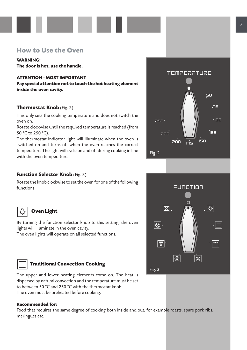 How to use the oven | CDA SV 980 User Manual | Page 7 / 36