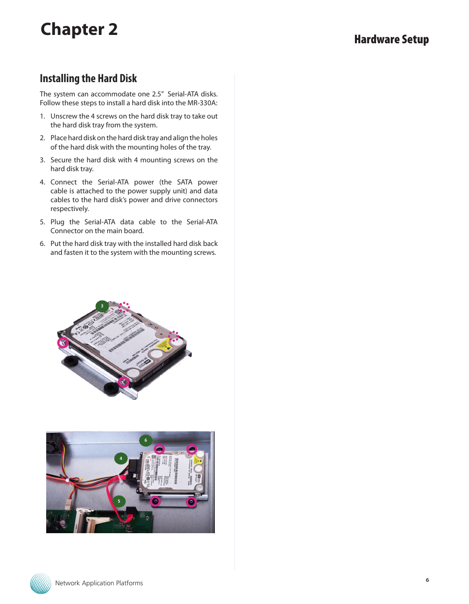 Chapter 2, Hardware setup, Installing the hard disk | Lanner MR-330A User Manual | Page 8 / 16