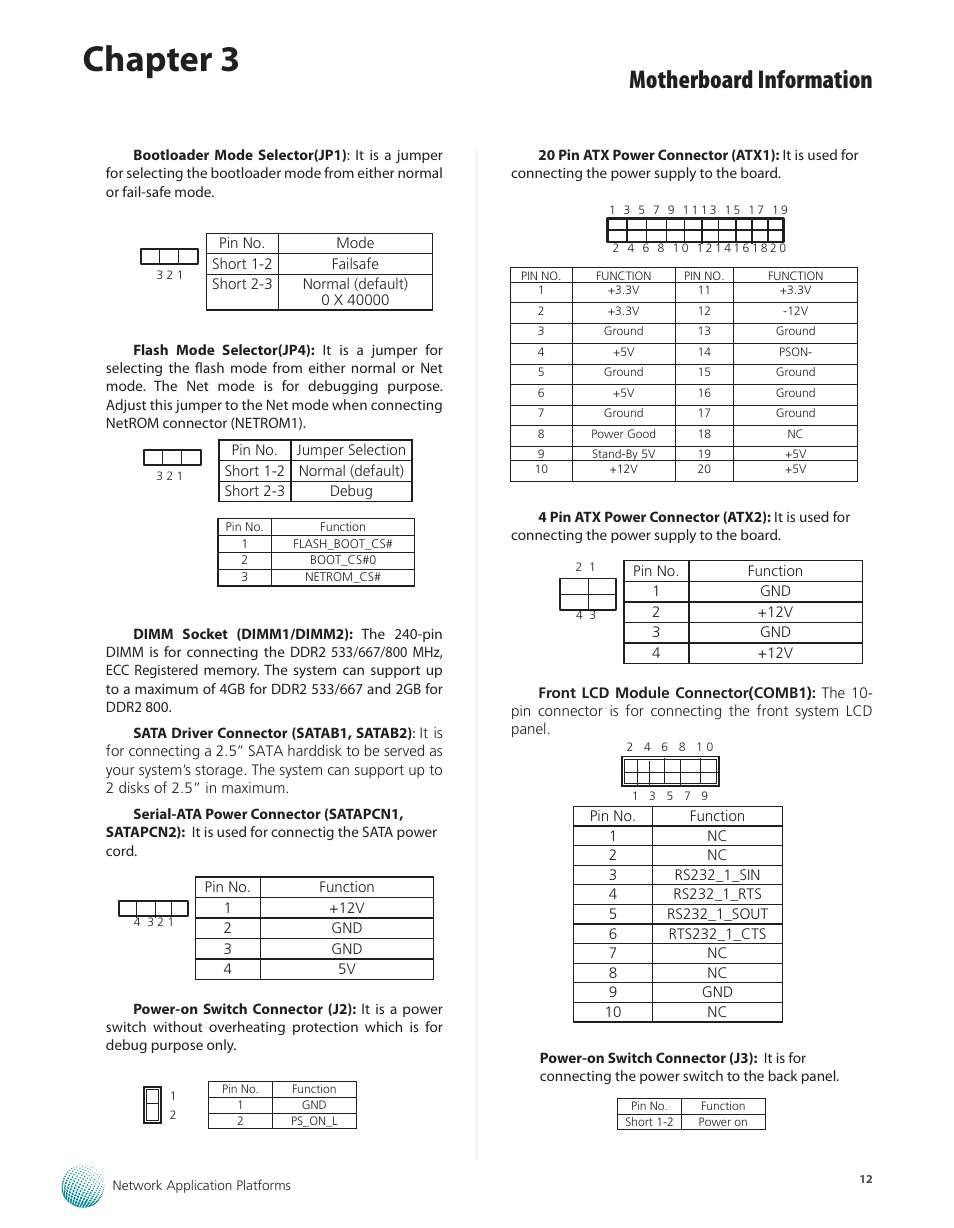 Chapter 3, Motherboard information | Lanner MR-730 User Manual | Page 15 / 18