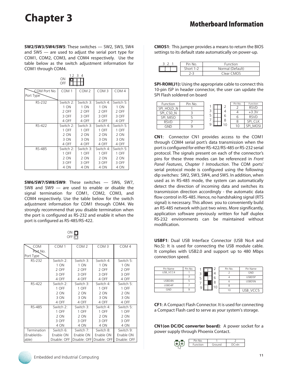 Chapter 3, Motherboard information | Lanner LEC-3000A User Manual | Page 13 / 27