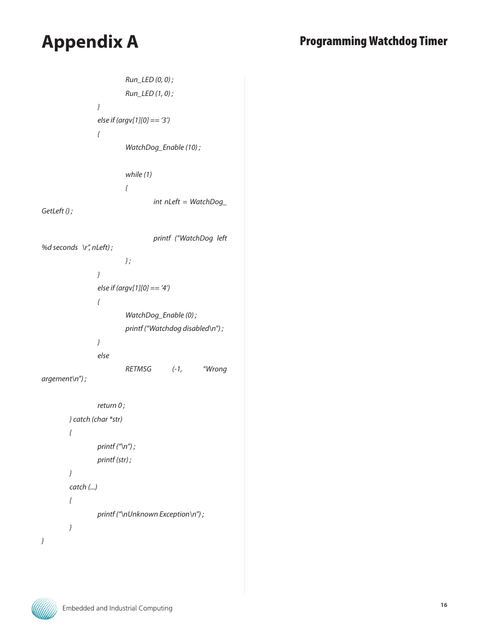 Appendix a, Programming watchdog timer | Lanner LEC-3000A User Manual | Page 18 / 27