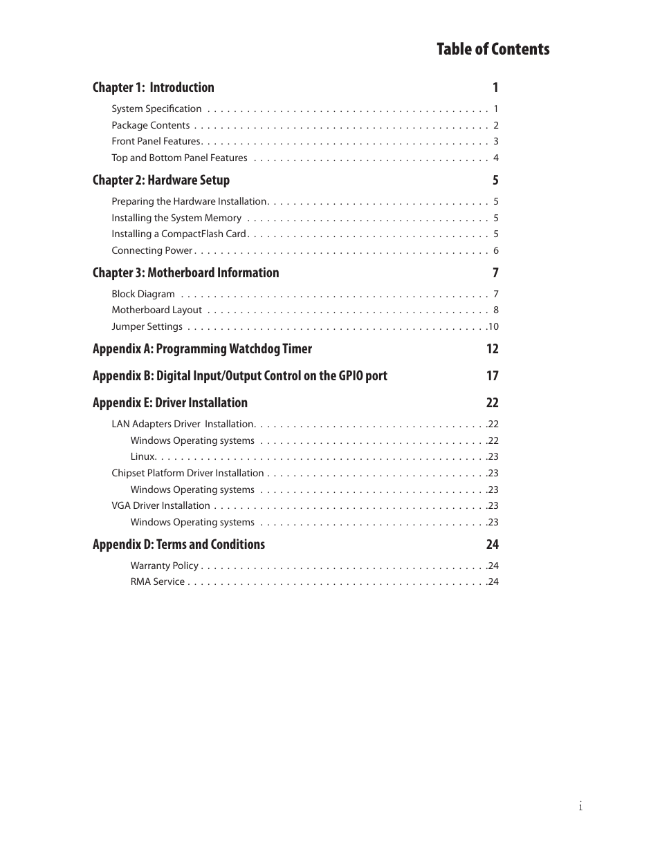 Ttat table of contents beable of contents | Lanner LEC-3000A User Manual | Page 2 / 27