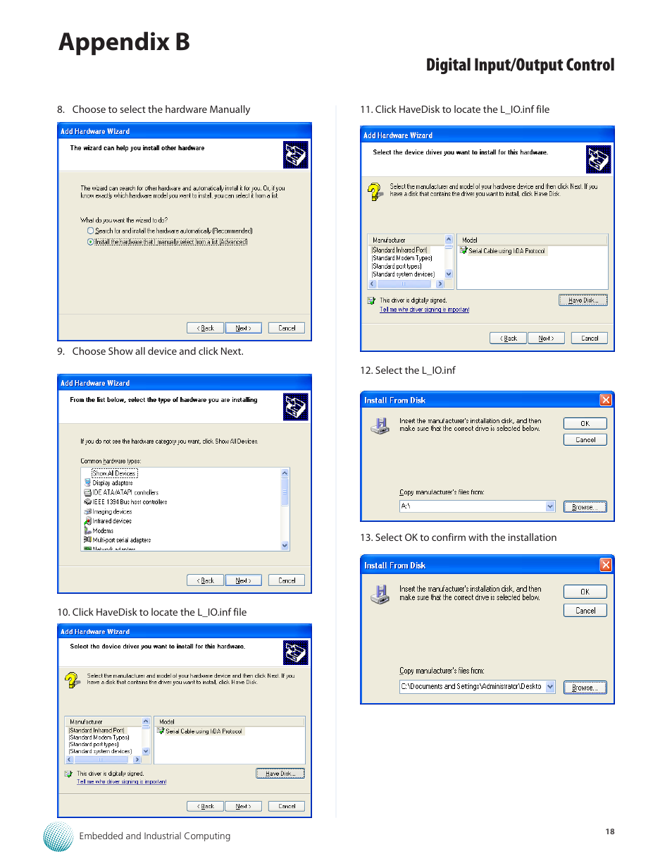 Appendix b, Digital input/output control | Lanner LEC-3000A User Manual | Page 20 / 27