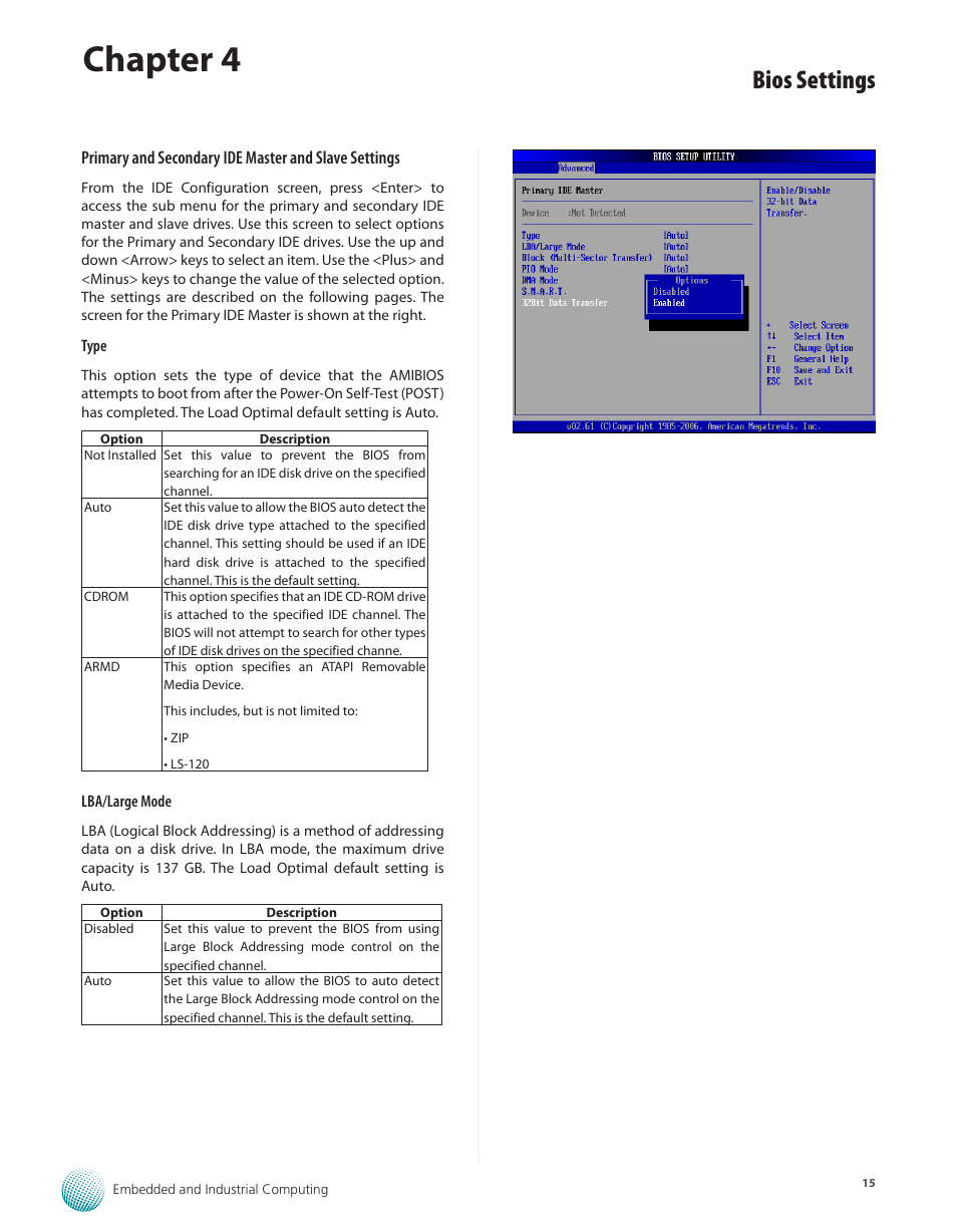 Chapter 4, Bios settings | Lanner LEC-3010 User Manual | Page 17 / 43