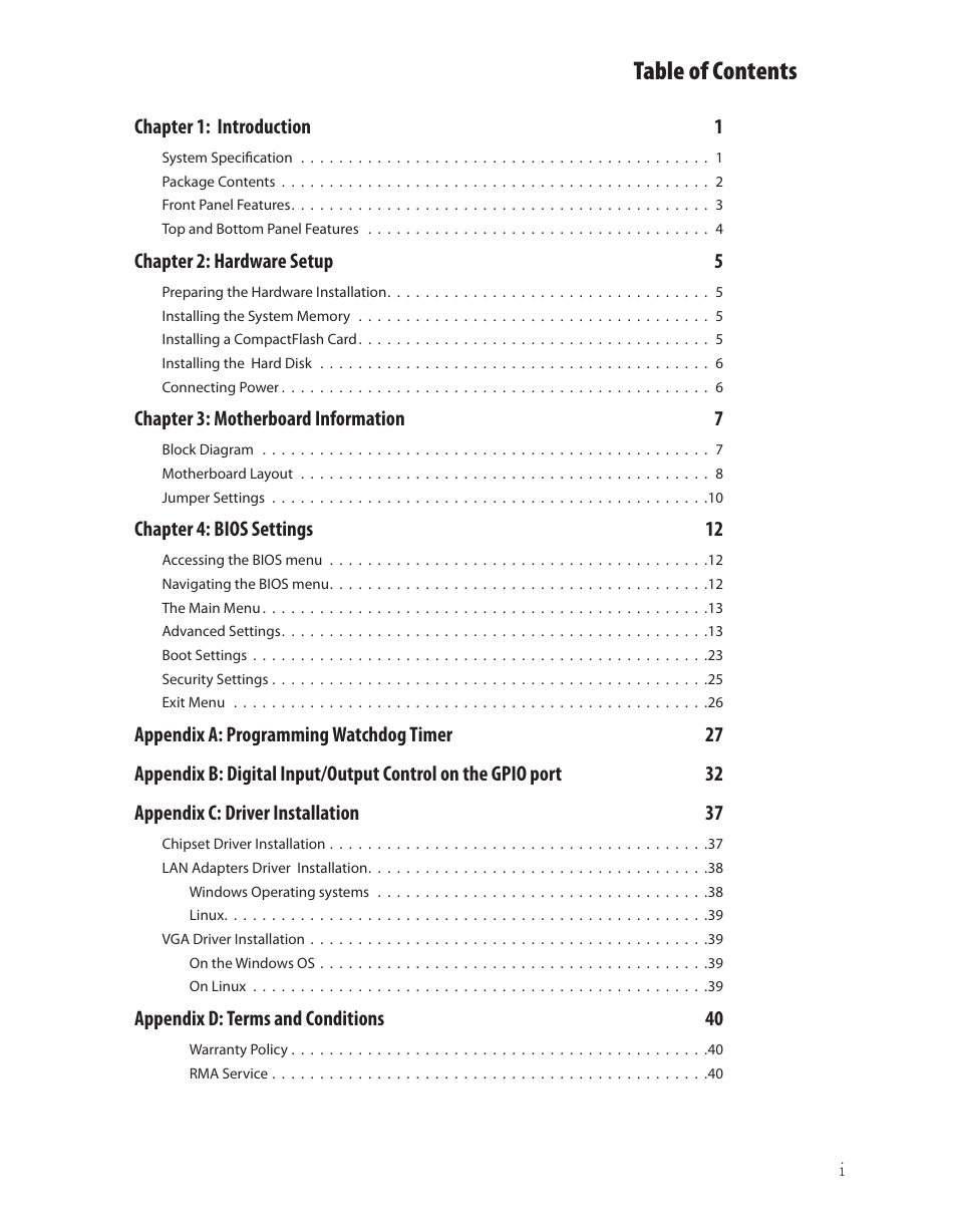 Ttat table of contents beable of contents | Lanner LEC-3010 User Manual | Page 2 / 43