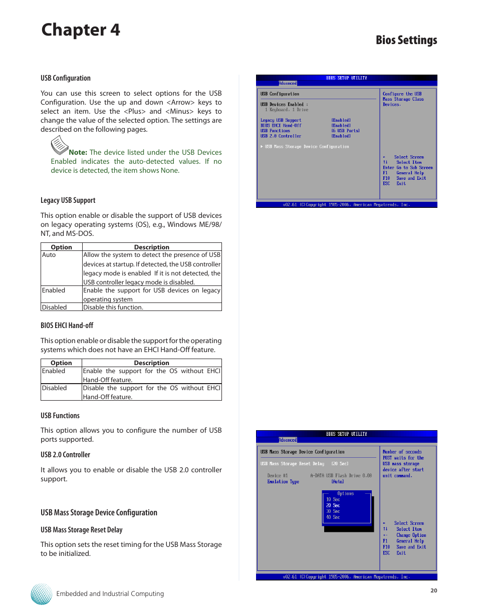 Chapter 4, Bios settings | Lanner LEC-3010 User Manual | Page 22 / 43
