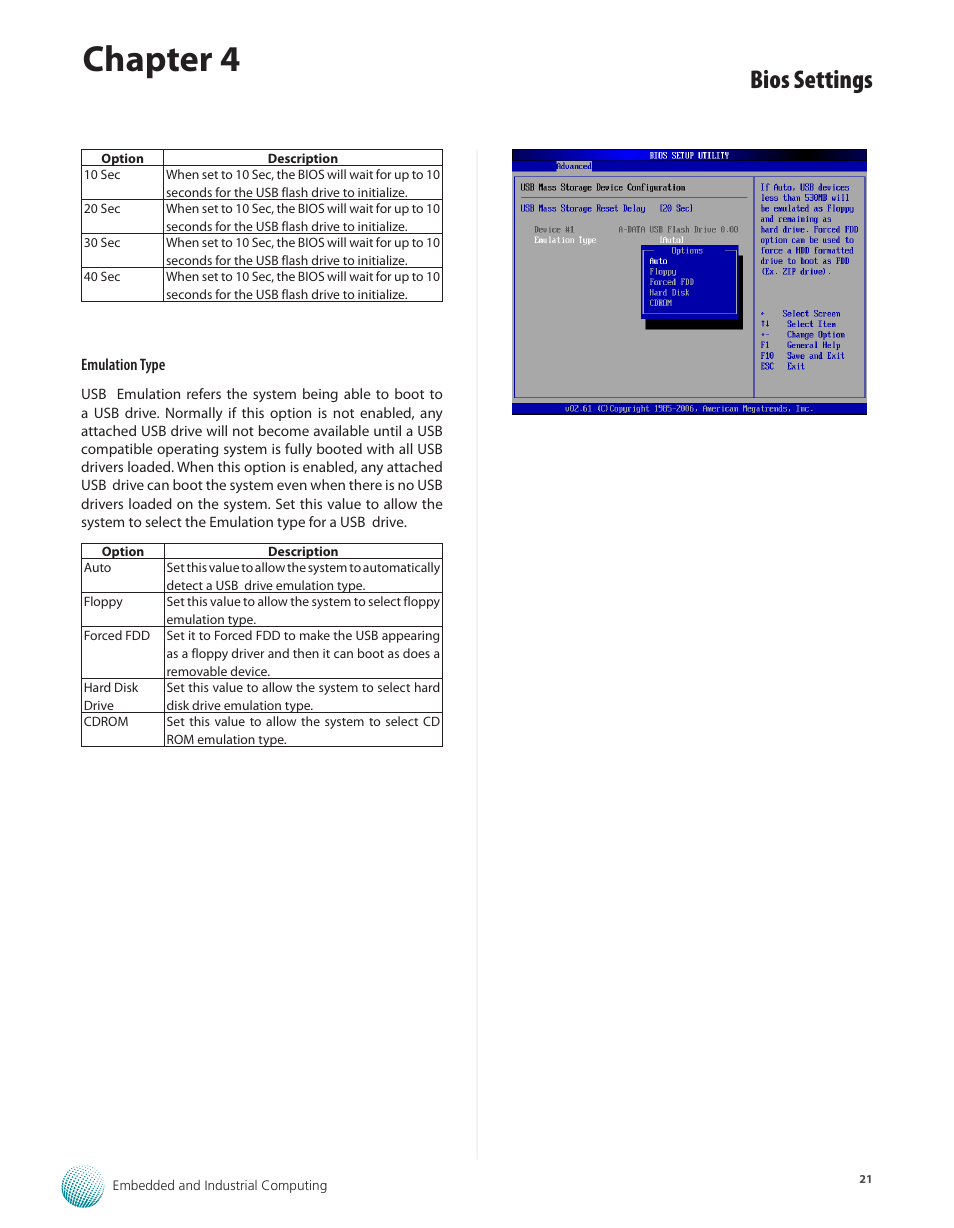 Chapter 4, Bios settings | Lanner LEC-3010 User Manual | Page 23 / 43