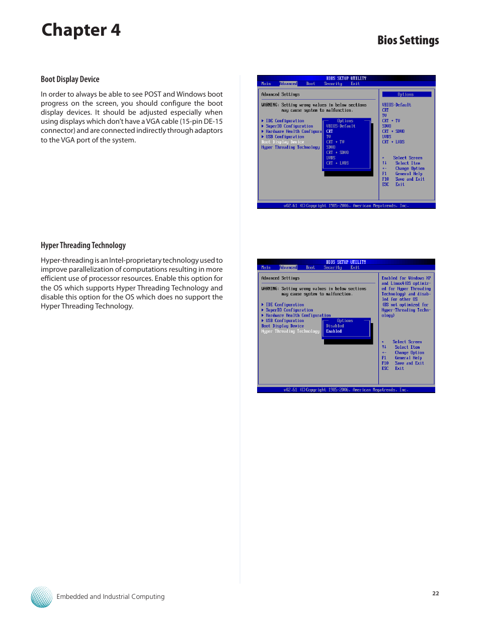 Chapter 4, Bios settings | Lanner LEC-3010 User Manual | Page 24 / 43