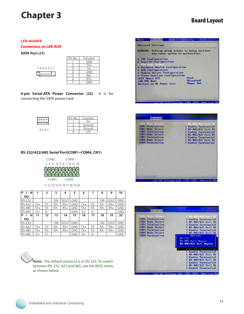 Chapter 3, Board layout | Lanner LEC-3012 User Manual | Page 17 / 33