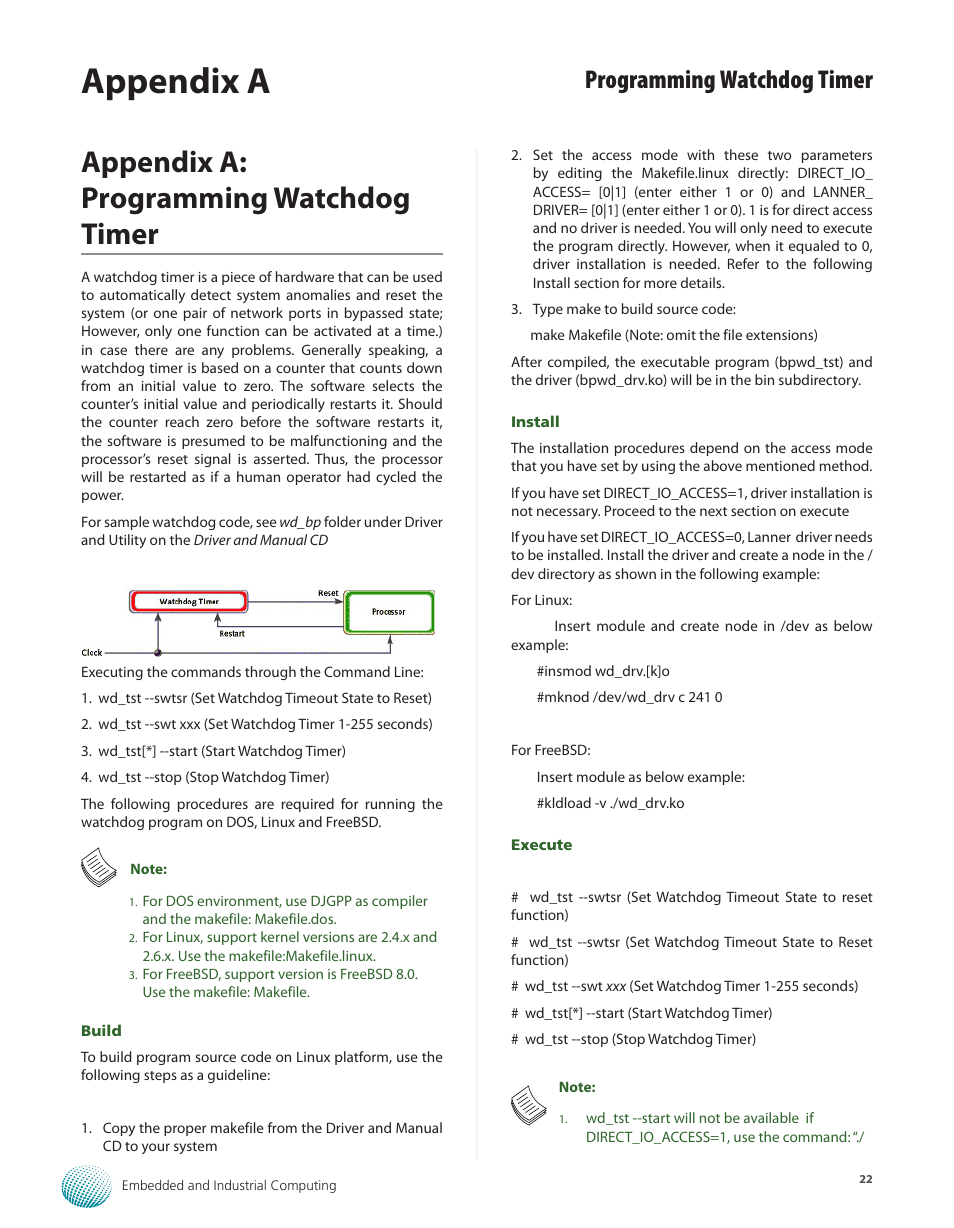 Appendix a: programming watchdog timer, Appendix a, Programming watchdog timer | Lanner LEC-3012 User Manual | Page 22 / 33