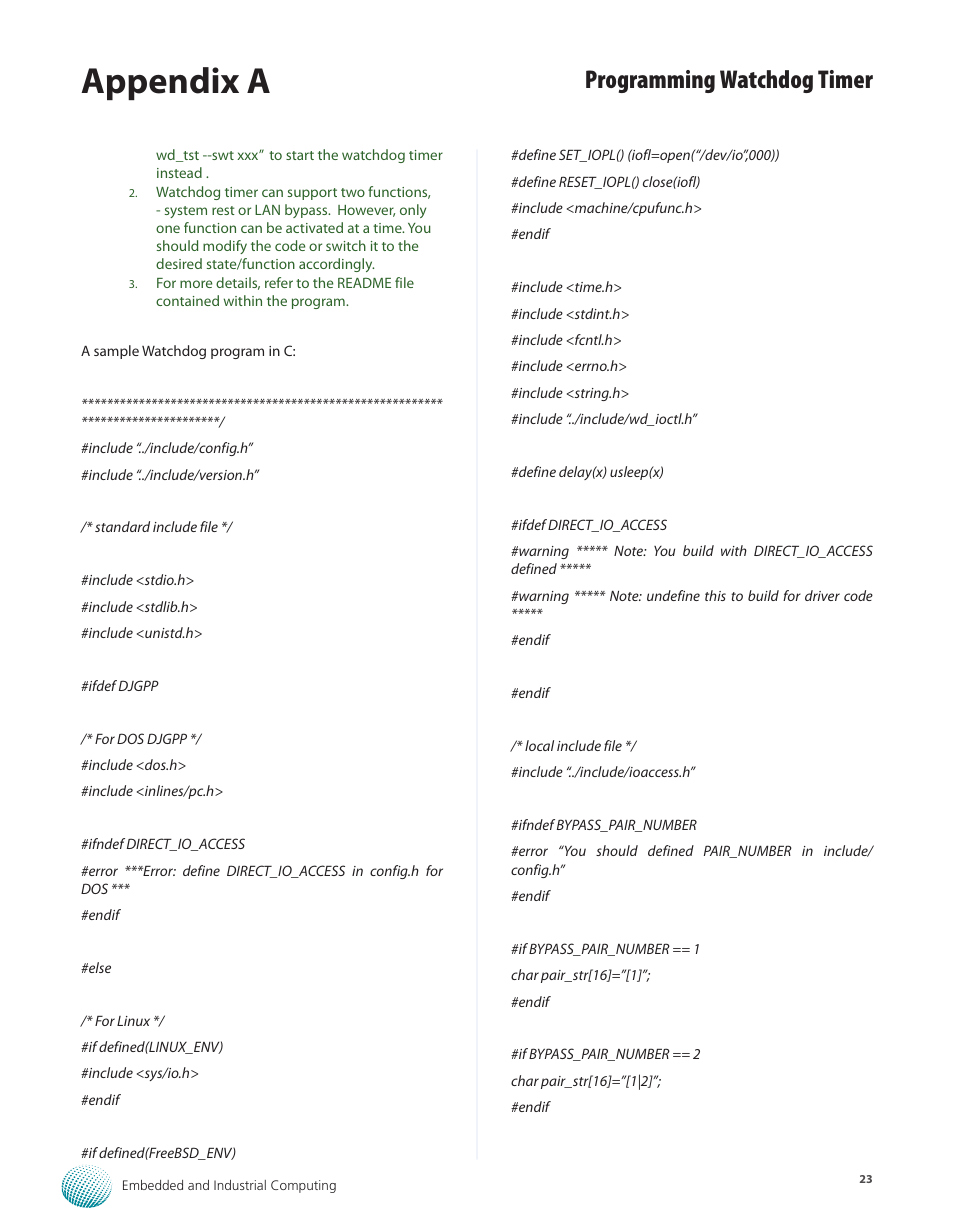 Appendix a, Programming watchdog timer | Lanner LEC-3012 User Manual | Page 23 / 33