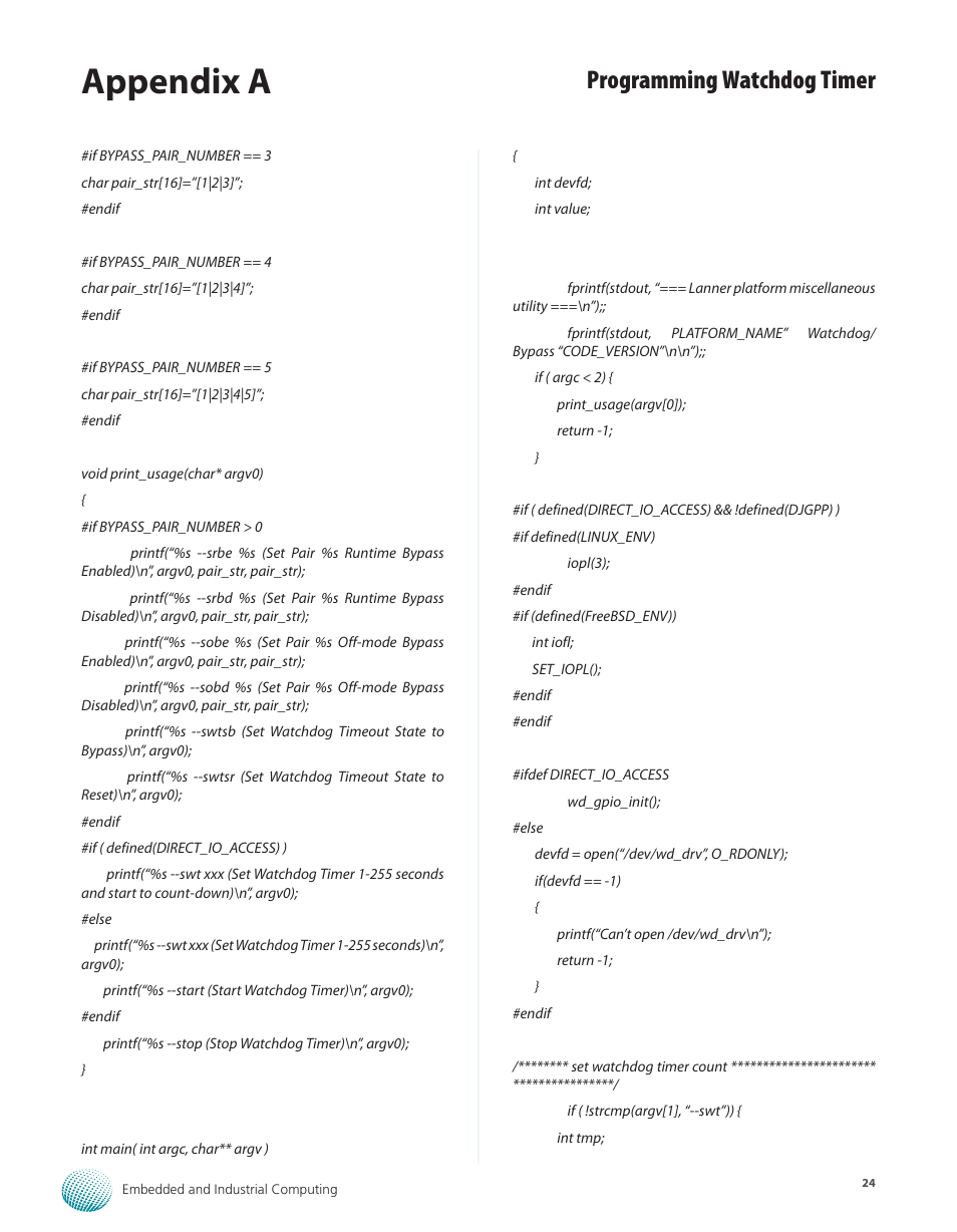 Appendix a, Programming watchdog timer | Lanner LEC-3012 User Manual | Page 24 / 33