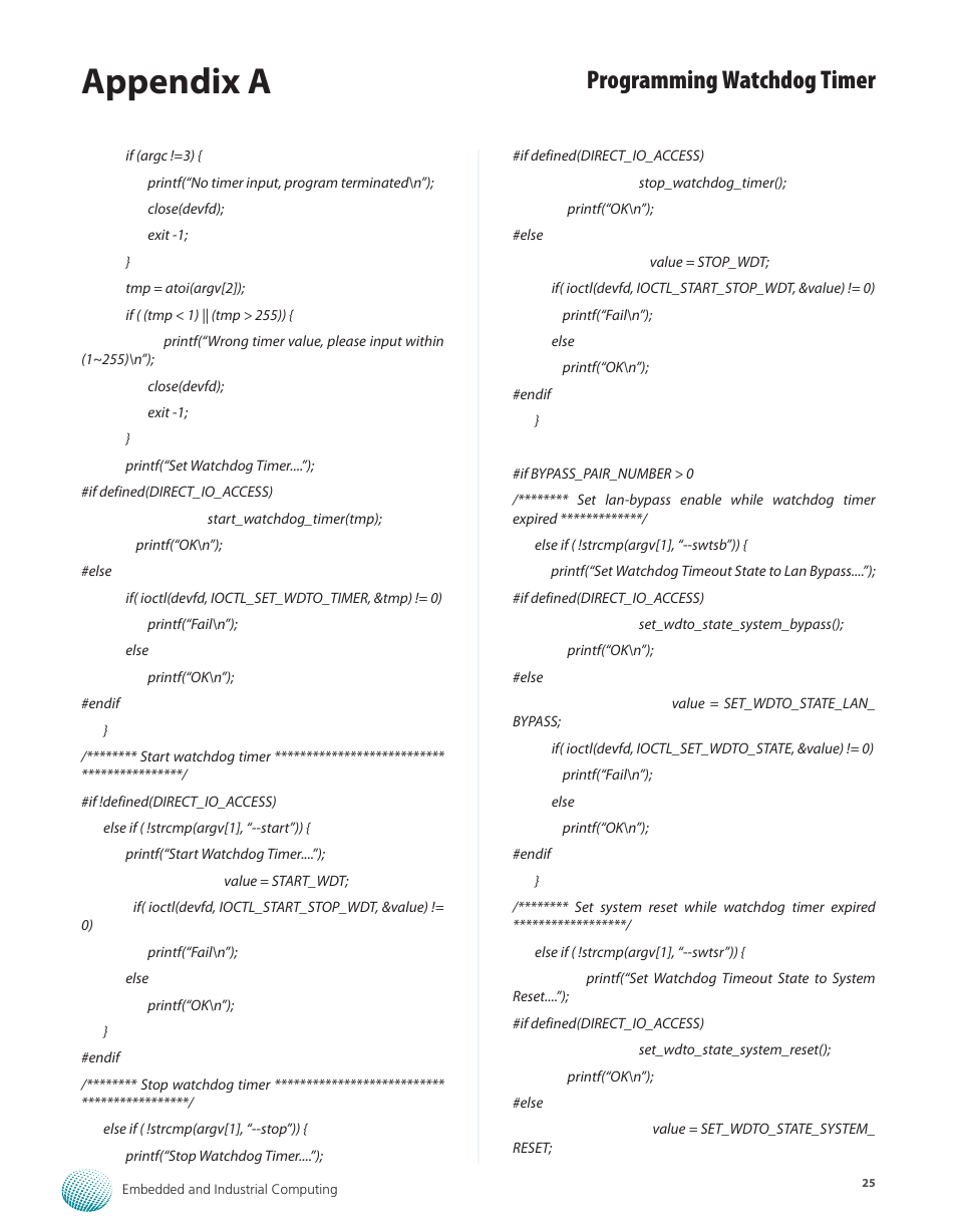 Appendix a, Programming watchdog timer | Lanner LEC-3012 User Manual | Page 25 / 33