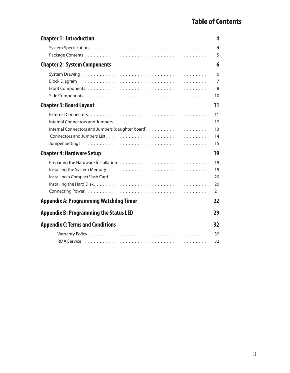 Ttat table of contents beable of contents | Lanner LEC-3012 User Manual | Page 3 / 33