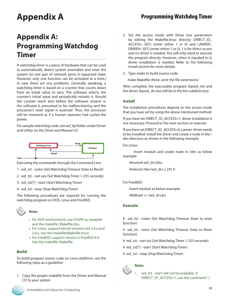 Appendix a, Appendix a: programming watchdog timer, Programming watchdog timer | Lanner LEC-3013 User Manual | Page 22 / 26