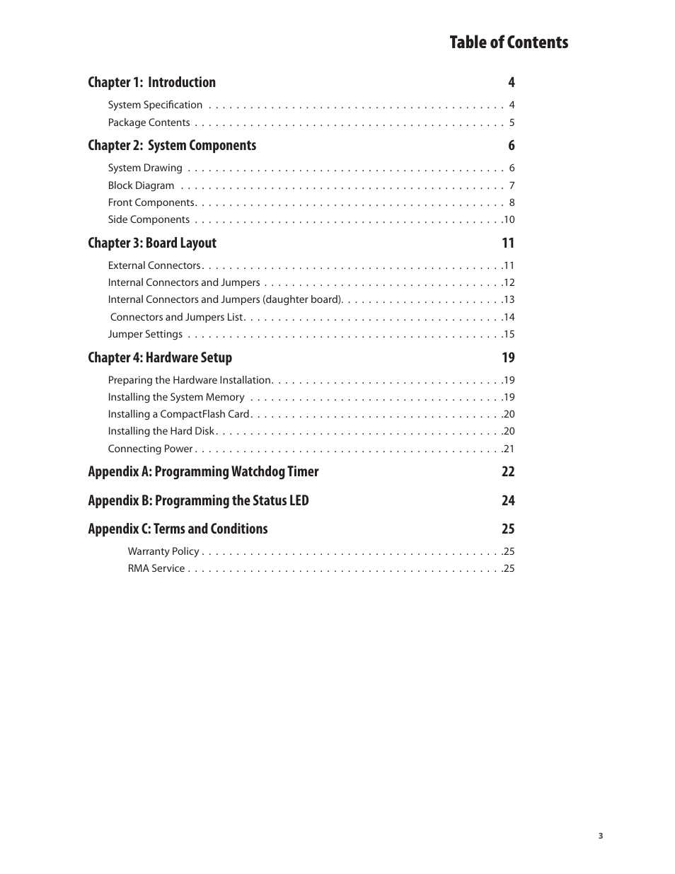 Ttat table of contents beable of contents | Lanner LEC-3013 User Manual | Page 3 / 26