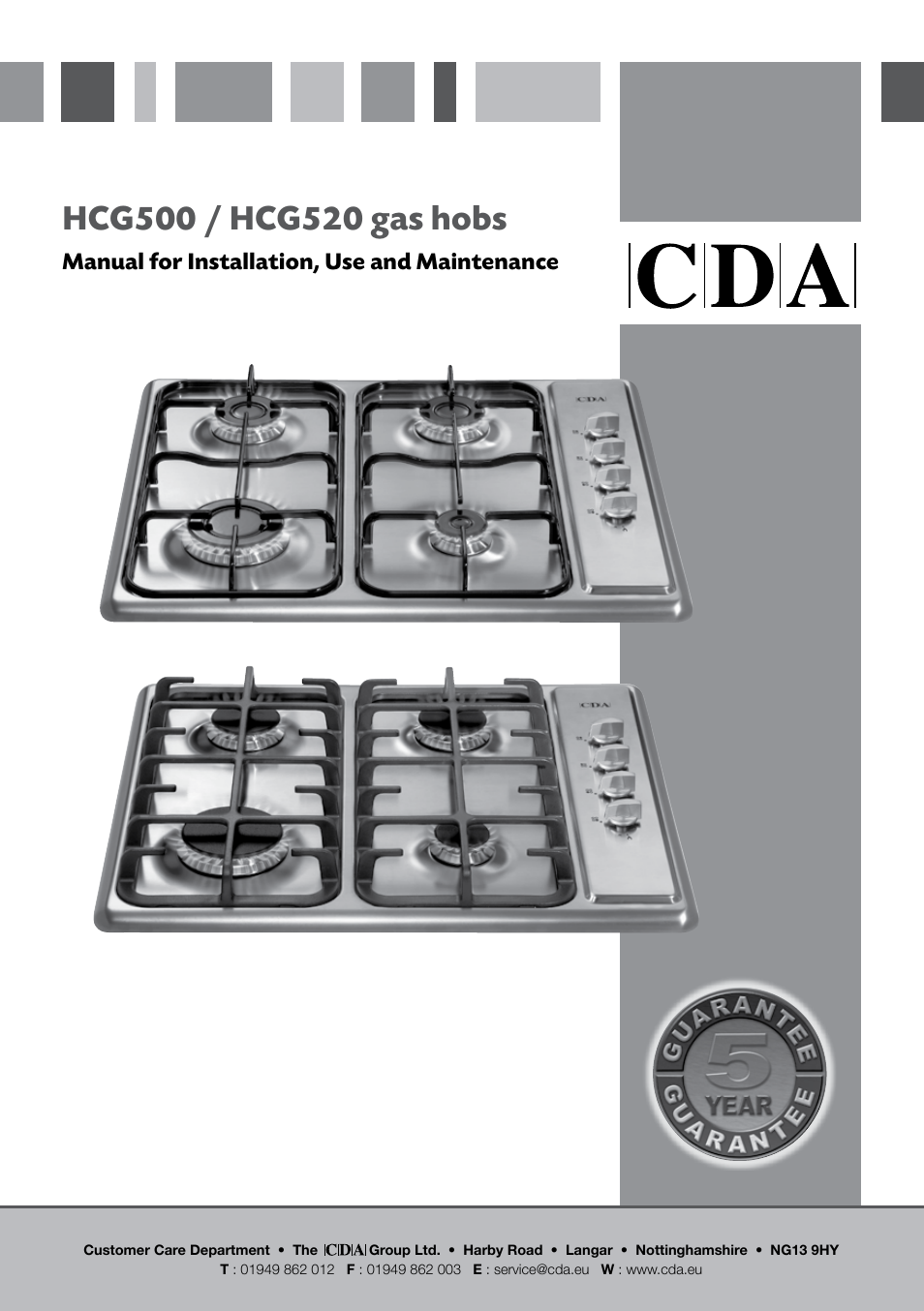 CDA HCG500 User Manual | 12 pages