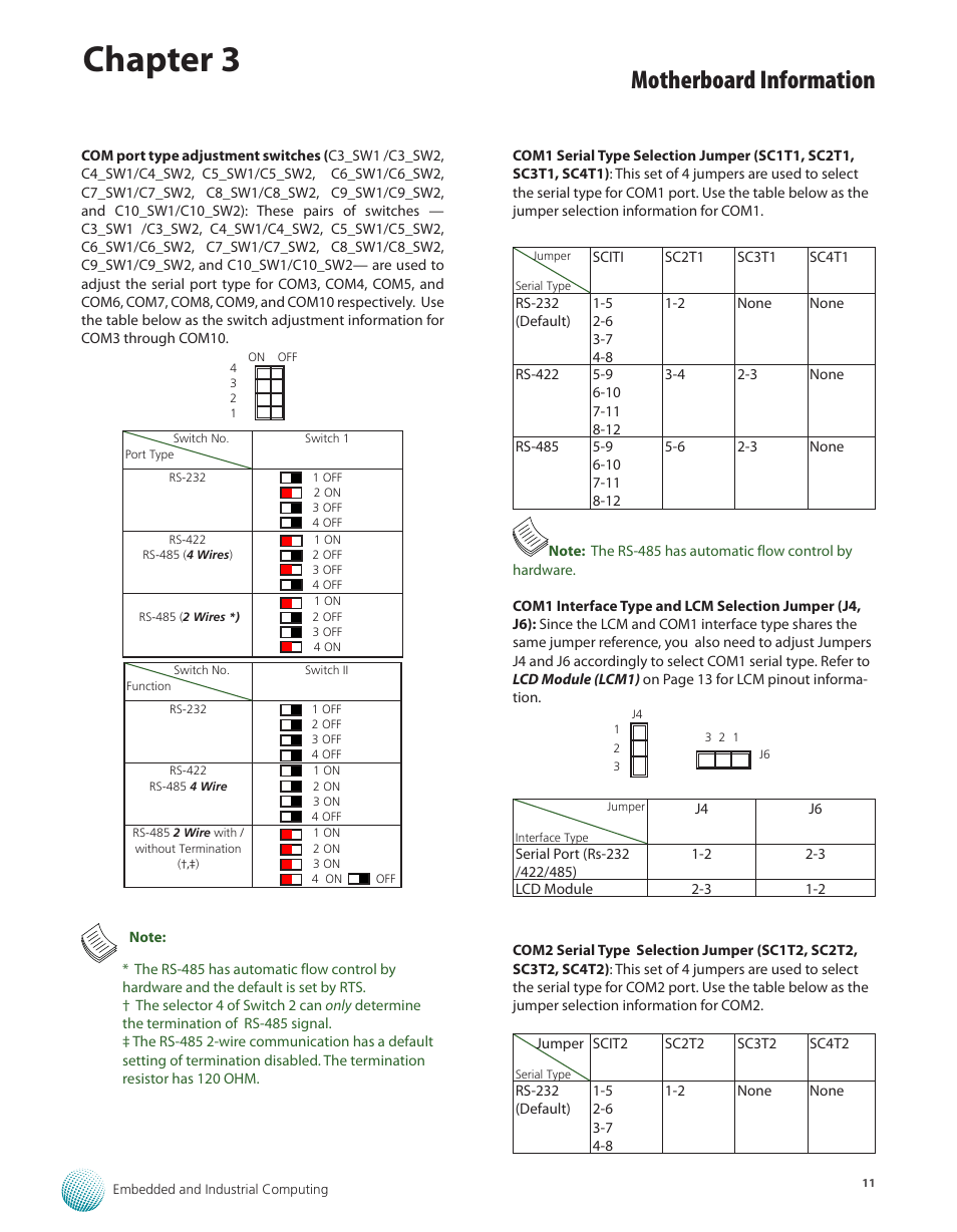 Chapter 3, Motherboard information | Lanner LEC-3100 User Manual | Page 13 / 17