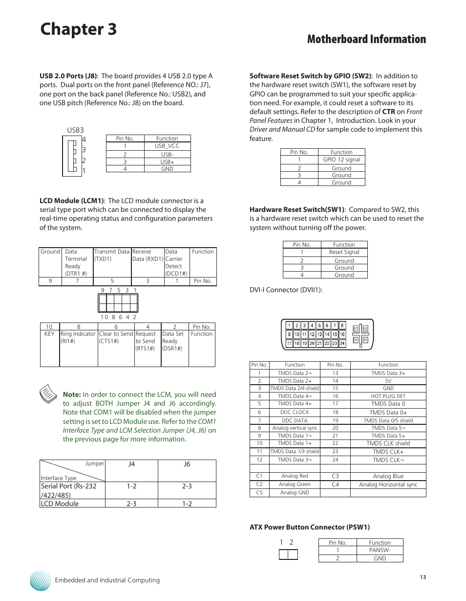 Chapter 3, Motherboard information | Lanner LEC-3100 User Manual | Page 15 / 17