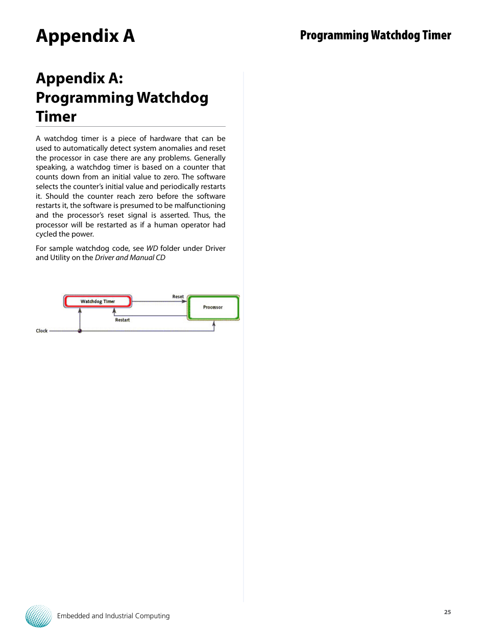 Appendix a, Appendix a: programming watchdog timer, Programming watchdog timer | Lanner LEC-6020 User Manual | Page 25 / 25