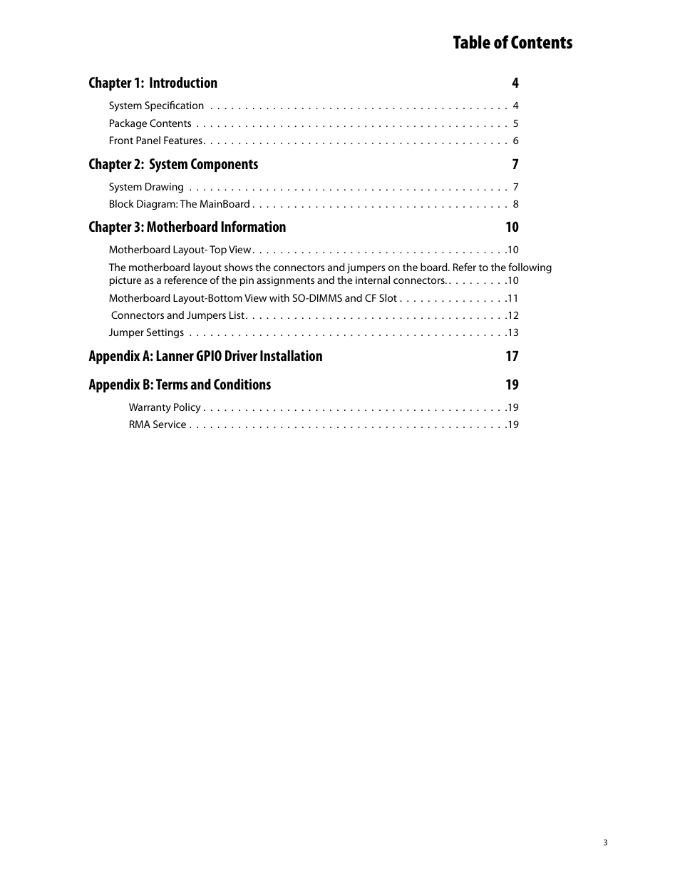 Ttat table of contents beable of contents | Lanner VES-310 V2 User Manual | Page 3 / 20