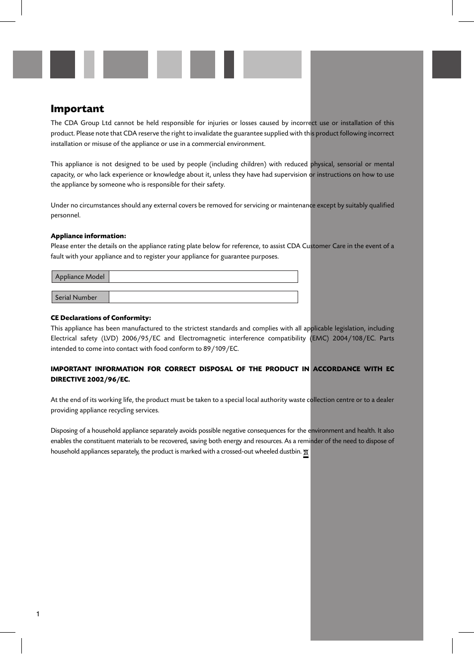 Important | CDA HCC662 User Manual | Page 2 / 12