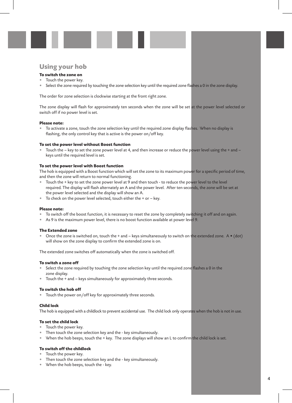 Using your hob | CDA HCC662 User Manual | Page 5 / 12