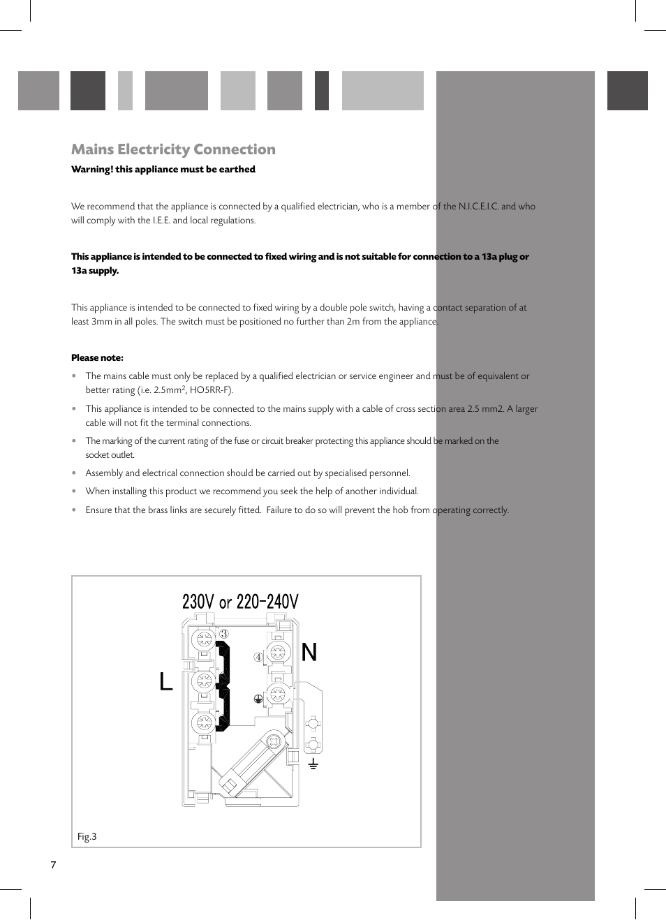 Mains electricity connection | CDA HCC662 User Manual | Page 8 / 12
