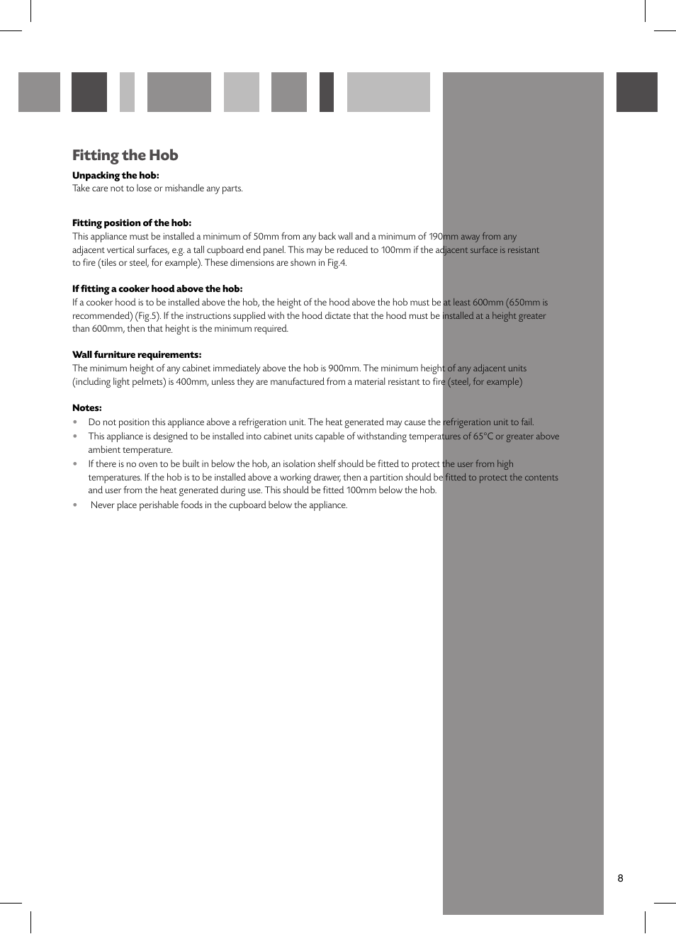 Fitting the hob | CDA HCC662 User Manual | Page 9 / 12