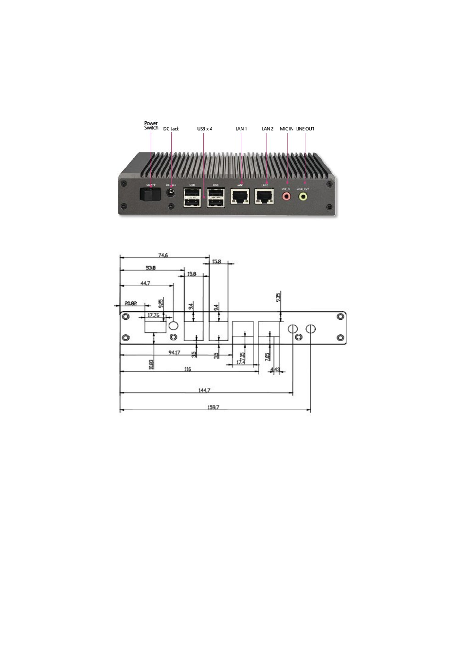 2 rear view | Lanner EM-F345 User Manual | Page 20 / 30