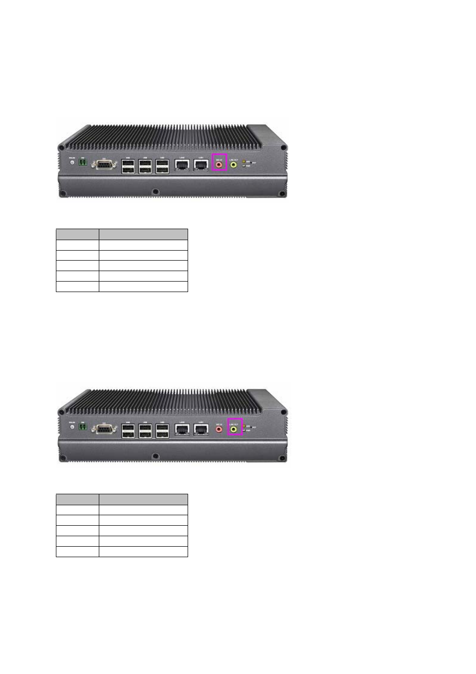 27 mic1, 28 lno1, 27 mic in connector/5pin-phone jack (mic1) | 28 line out connector/5pin-phone jack (lno1) | Lanner LEC-2010 User Manual | Page 41 / 65