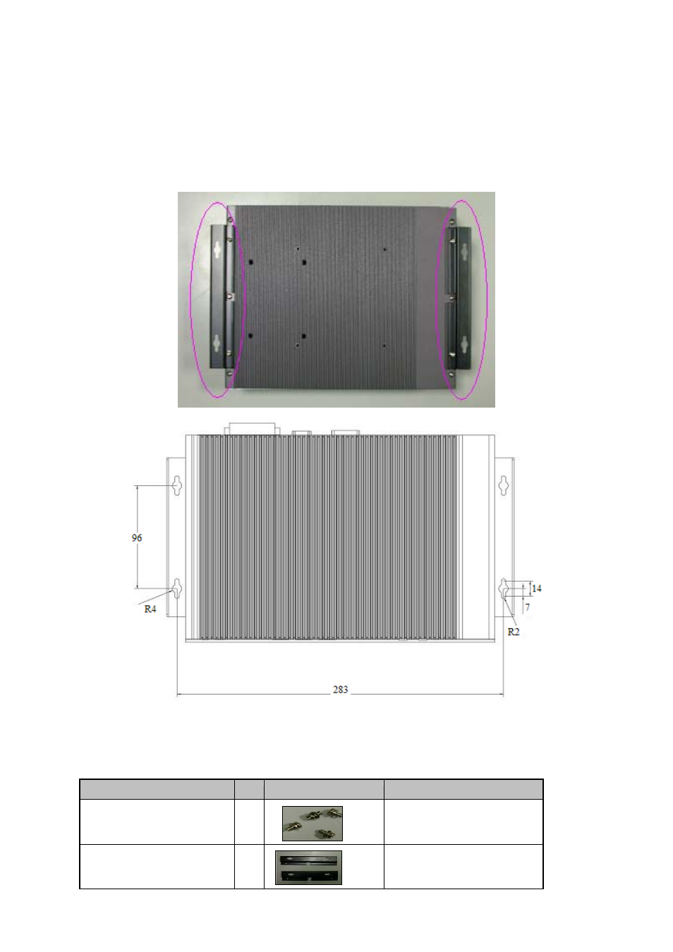 2 mounting kits, 1 wall mount view, 2 wall mount package and ordering information | 2 mounting kits 3.2.1 wall mount view | Lanner LEC-2010 User Manual | Page 55 / 65