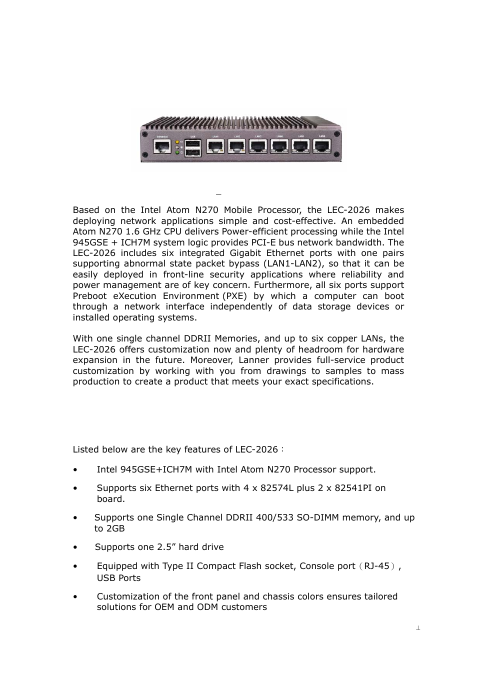 Product overview, 1 product introduction, 2 features and benefits | Lanner LEC-2026 User Manual | Page 6 / 67