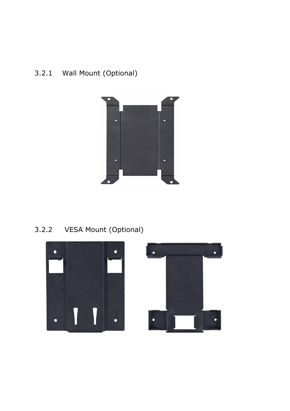 2 mounting kits, 1 wall mount (optional), 2 vesa mount (optional) | 2 mounting kits 3.2.1 wall mount (optional) | Lanner LEC-2050 User Manual | Page 29 / 38