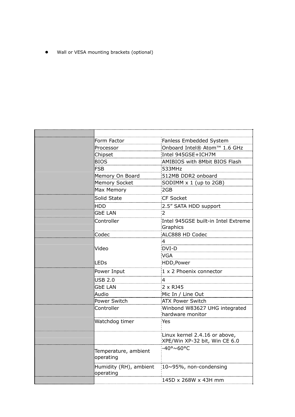 3 specifications | Lanner LEC-2050 User Manual | Page 7 / 38