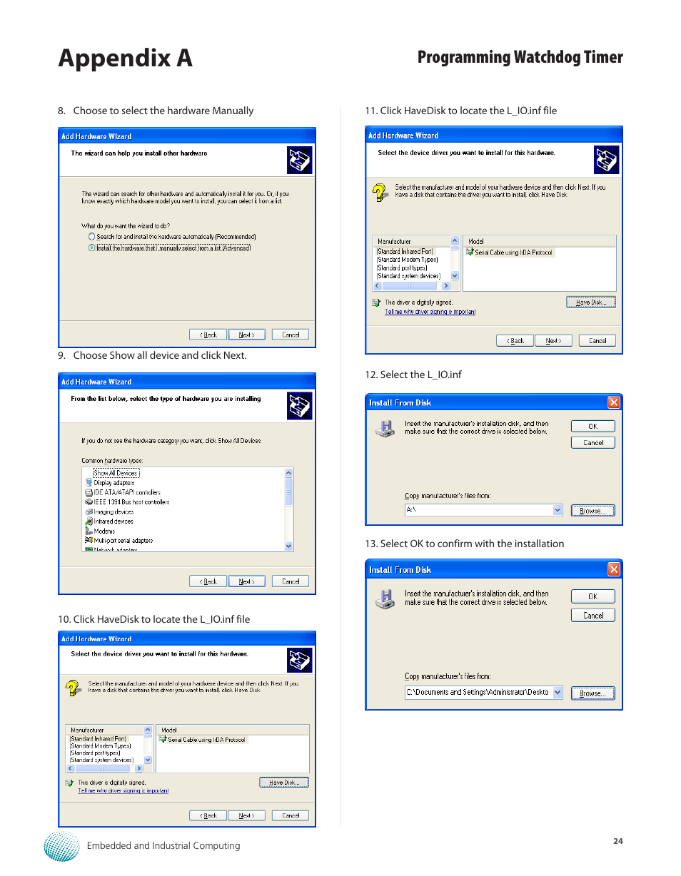 Appendix a, Programming watchdog timer | Lanner LEC-2110 User Manual | Page 24 / 41