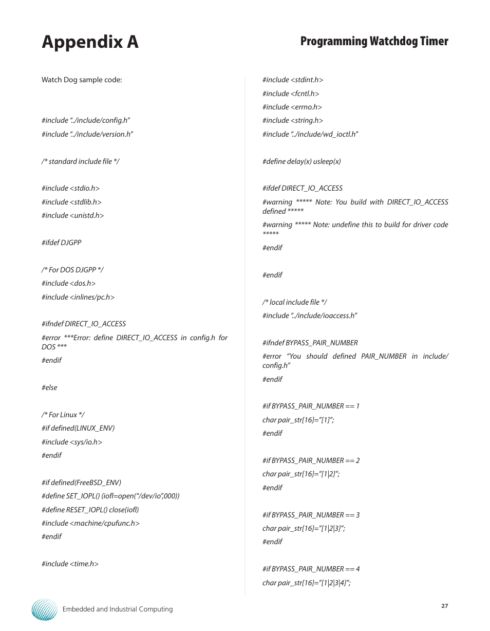 Appendix a, Programming watchdog timer | Lanner LEC-2110 User Manual | Page 27 / 41