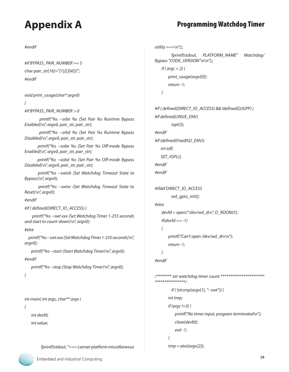 Appendix a, Programming watchdog timer | Lanner LEC-2110 User Manual | Page 28 / 41