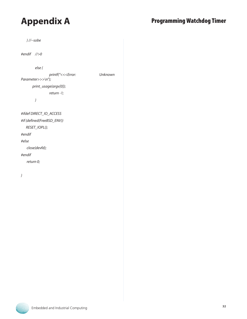 Appendix a, Programming watchdog timer | Lanner LEC-2110 User Manual | Page 32 / 41