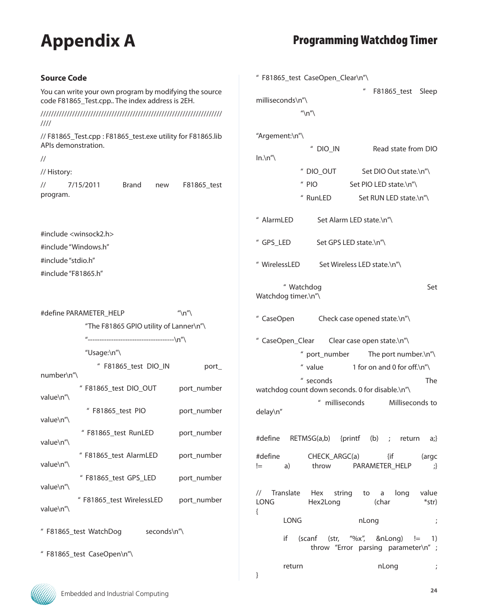Appendix a, Programming watchdog timer | Lanner LEC-2250 User Manual | Page 25 / 30