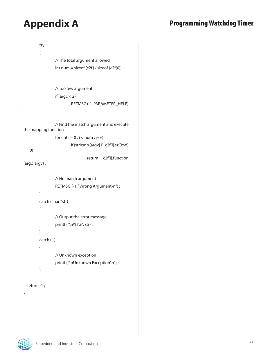 Appendix a, Programming watchdog timer | Lanner LEC-2250 User Manual | Page 28 / 30