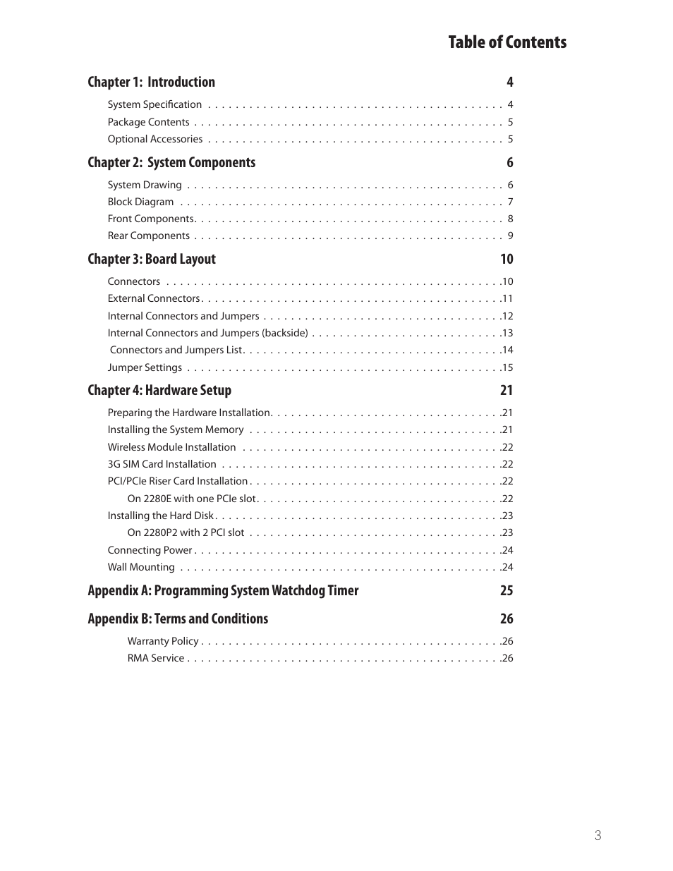 Ttat table of contents beable of contents | Lanner LEC-2280 User Manual | Page 3 / 27