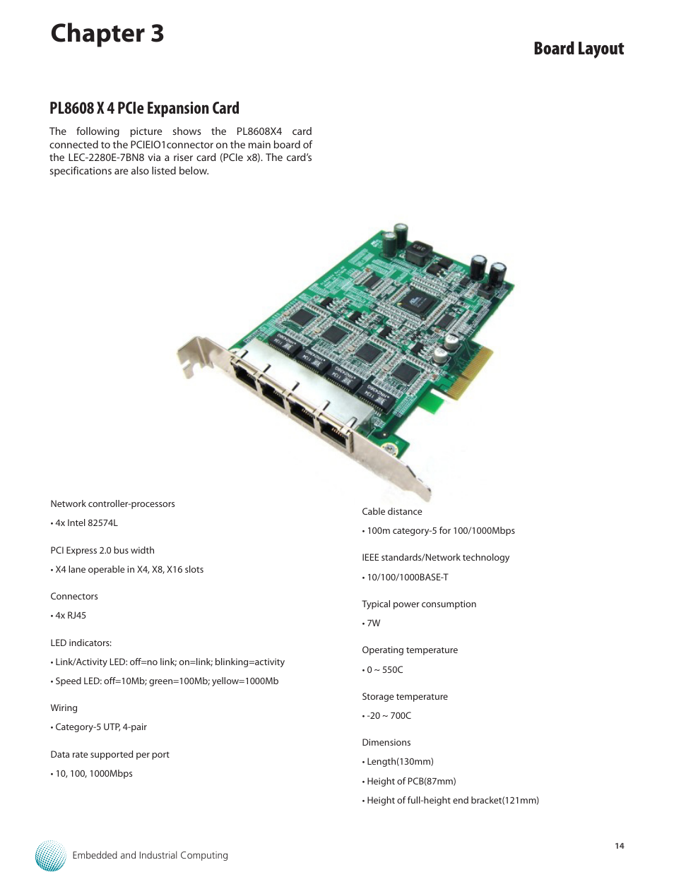 Chapter 3, Board layout | Lanner LEC-2280E-7BN4/8 User Manual | Page 14 / 28