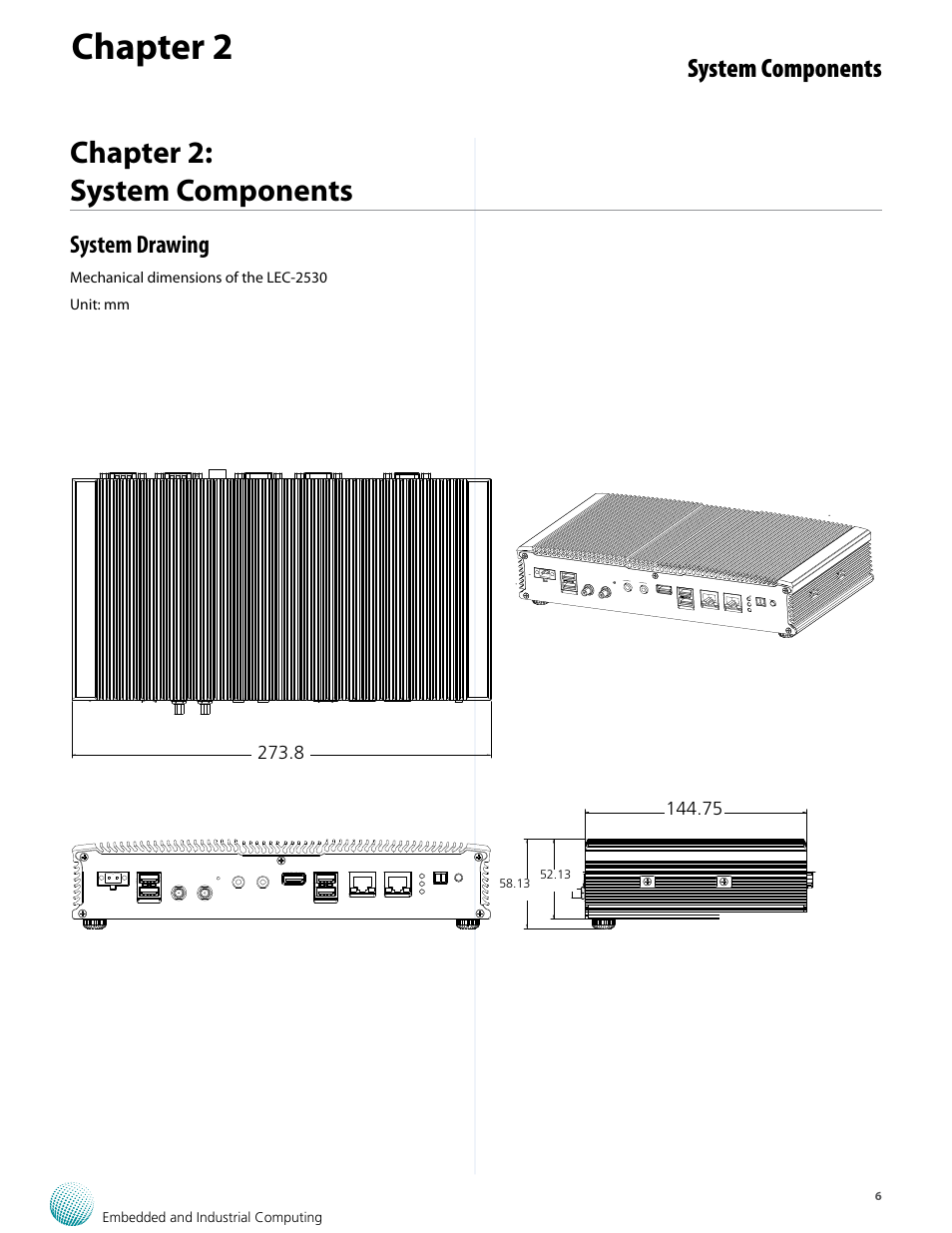 Chapter 2, Chapter 2: system components, System components | Lanner LEC-2530 User Manual | Page 6 / 22
