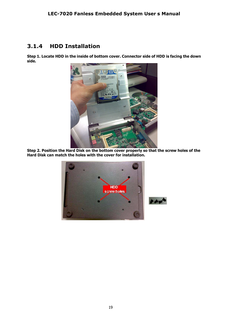 4 hdd installation | Lanner LEC-7020 User Manual | Page 19 / 28
