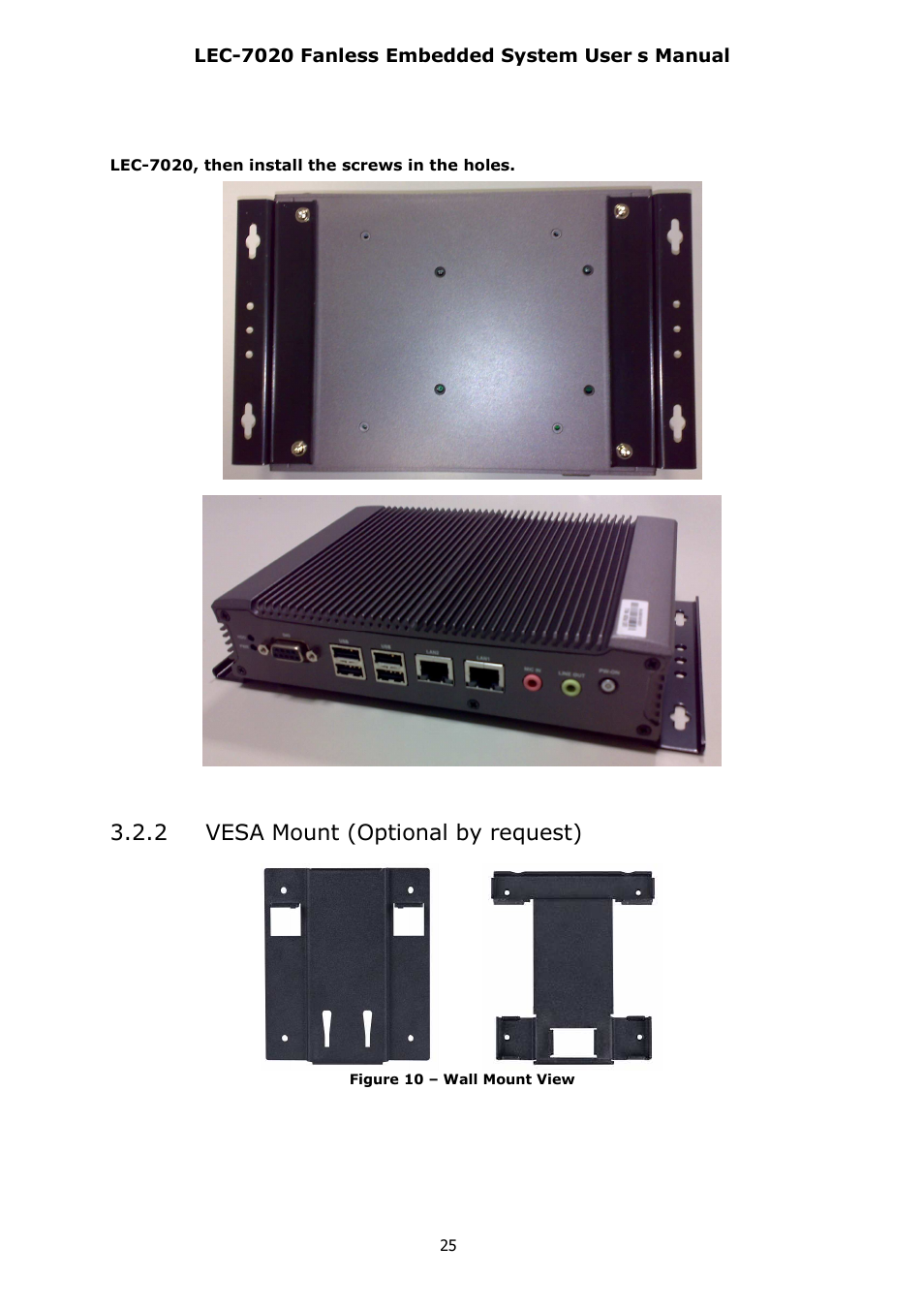 2 vesa mount (optional by request) | Lanner LEC-7020 User Manual | Page 25 / 28