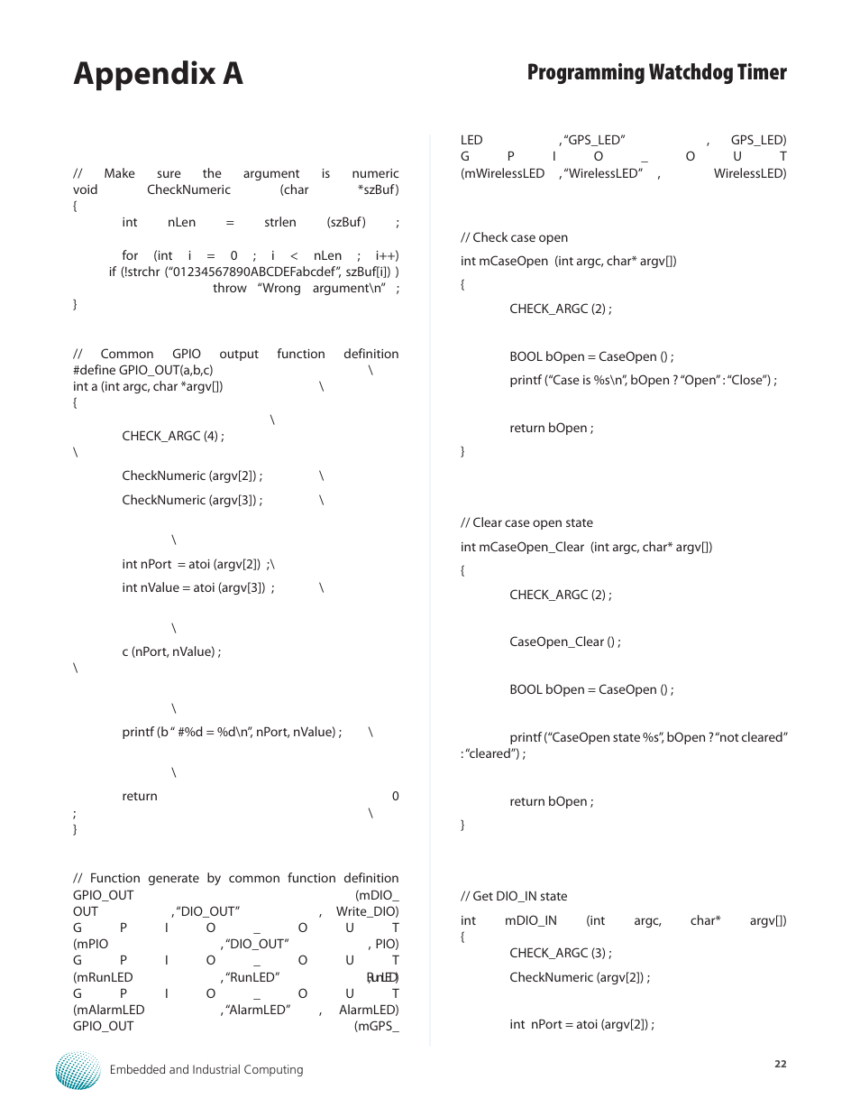 Appendix a, Programming watchdog timer | Lanner LEC-7050 User Manual | Page 23 / 27